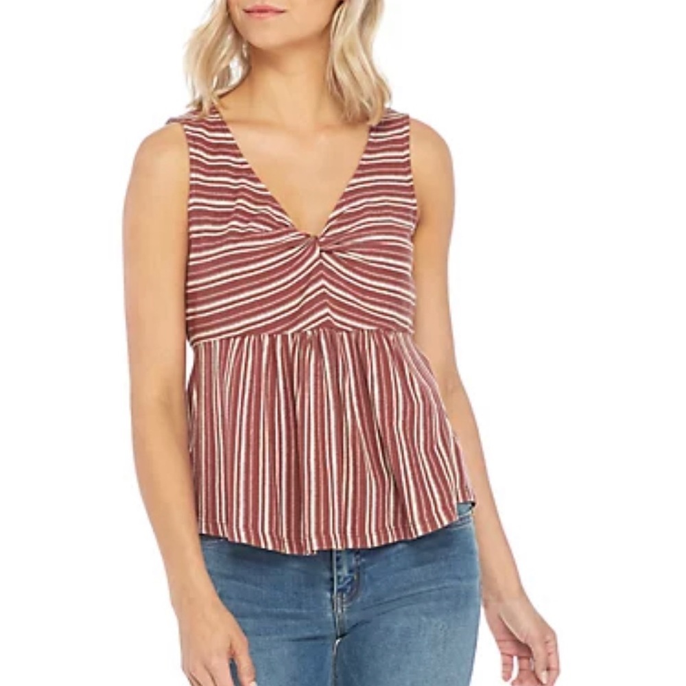 Lucky Brand  Stripe Knot Peplum Tank